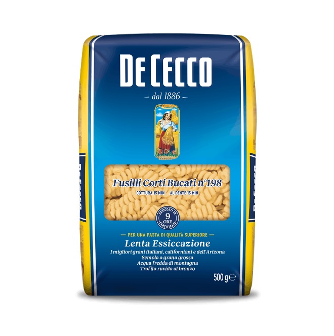 PASTA DE CECCO FUSILLI CORTI BUCATI (SHORT TUBULAR) 500GX24