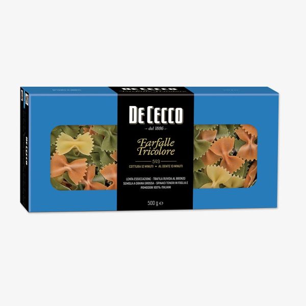 PASTA DECECCO FARFALLE TRICOLORE 500GX12