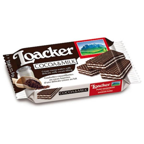 LOACKER WAFER CACAO/LAT 45GX25X12