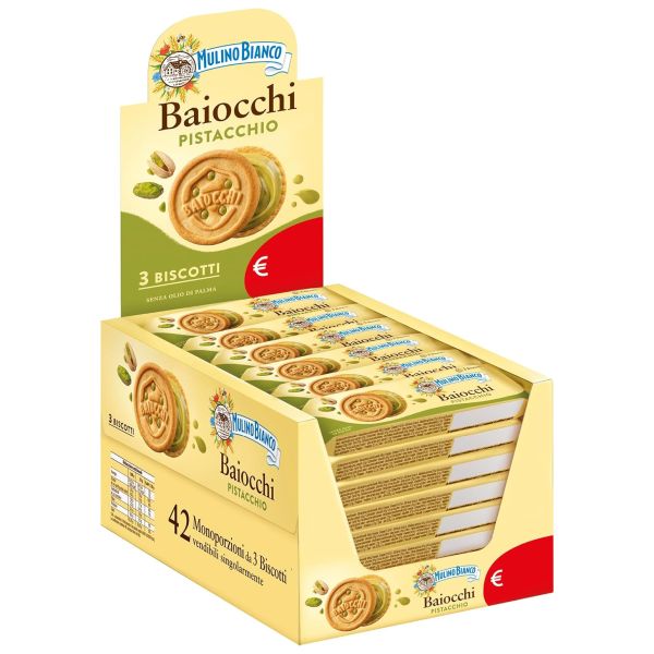 BISCUITS BAIOCCHI PISTACHIO 3PCS 28G DISPLAYER X 42