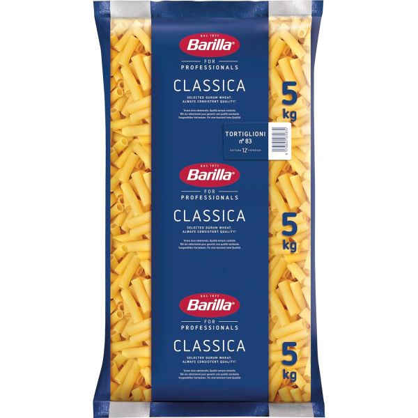 PASTA BARILLA TORTIGLIONI 5KG X 3